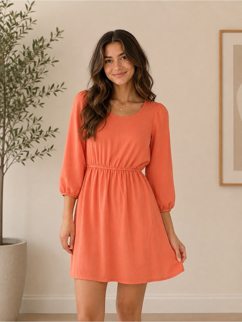 Sweet Claire Coral Orange Cutout Back Dress Size S